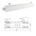 Kettős működésű hidraulikus munkahenger 50/28, lökethossz: 300mm, rögzítés nélküli standard