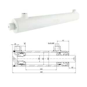 Kettős működésű hidraulikus munkahenger 50/28, lökethossz: 350mm, rögzítés nélküli standard   
