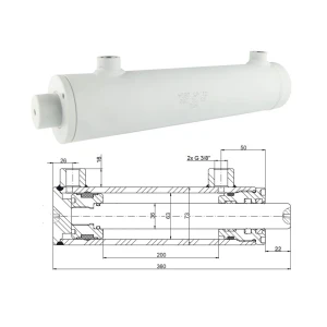 Kettős működésű hidraulikus munkahenger 63/36, lökethossz: 200mm, rögzítés nélküli standard    