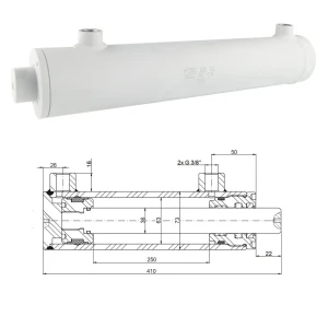 Kettős működésű hidraulikus munkahenger 63/36, lökethossz: 250mm, rögzítés nélküli standard    