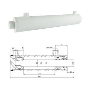 Kettős működésű hidraulikus munkahenger 63/36, lökethossz: 300mm, rögzítés nélküli 