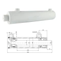Kettős működésű hidraulikus munkahenger 80/45, lökethossz: 300mm, rögzítés nélküli