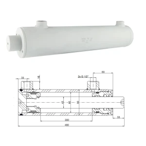 Kettős működésű hidraulikus munkahenger 80/45, lökethossz: 300mm, rögzítés nélküli   