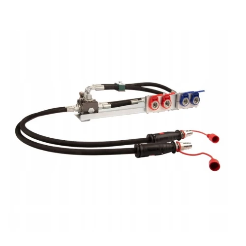 Hydraulikus készlet, kiegészítő szekció homlokrakodóhoz, PUSH-PULL gyorscsatlakozók + tartólemez + 6/2 elektromos szelep + 3,5 m hidraulika vezeték