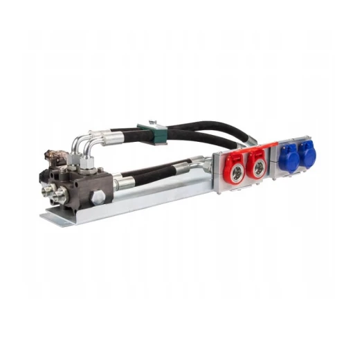 Hydraulikus készlet, kiegészítő szekció homlokrakodóhoz, PUSH-PULL gyorscsatlakozók + tartólemez + 6/2 elektromos szelep