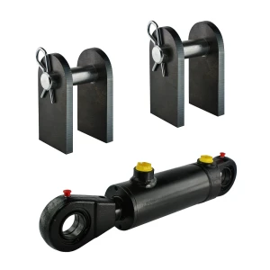 Kettős működésű hidraulikus munkahenger 63/36, hossz: 350mm lökethossz: 90mm rögzítőkonzollal