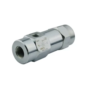 Vezérelt VBPSL „zár” visszacsapó blokkoló szelep egyoldali működésű hengerhez menet: 1” térfogatáram: 120L / perc maximális nyomás: 220bar 