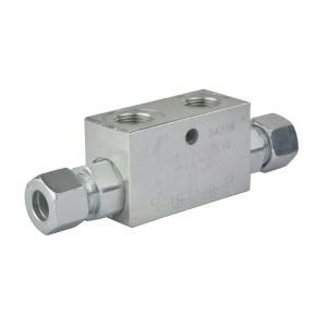 Kettős VBPDE CC visszacsapó szelep „zár” kettős működésű hengerzár. Menet: 1/2” térfogatáram: 50L/perc maximális nyomás: 350bar  