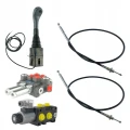 Hidraulikus elosztó 40L/perc 2-szekciós, elektromos szelep hidraulikus elválasztó 6/2 12V, joystick 1 gombbal, 2 Bowden-kötél a hidraulikus elosztóhoz - HT24