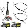Hidraulikus elosztó 40L/perc 2-szekciós, 2 elektromos szelep hidraulikus elválasztó 6/2 12V, joystick 2 gombbal, 2 Bowden-kötél a hidraulikus elosztóhoz - HT24