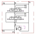 Hidraulikus elosztó 40L/perc 2-szekciós (1x kétoldalú működés, 1x egyszeres működés), elektromos szelep hidraulikus elválasztó 6/2 12V, joystick 1 gombbal, 2 Bowden-kötél a hidraulikus elosztóhoz