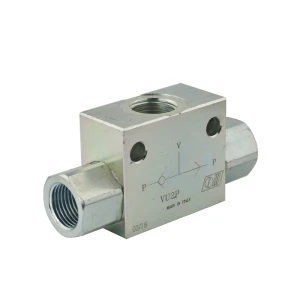 Hidraulikus nyomás váltószelep VU2P Menetek: 3/8" áramlás: 45L/perc max nyomás: 450bar 