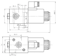 Elektromos működtetésű hidraulikus háromutas 3/2-es szelep menetek: 1/2” feszültség: 12V átáramlás: 80L/perc maximális nyomás: 210bar
