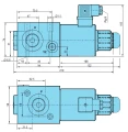 Elektromos működtetésű hidraulikus háromutas 3/2-es szelep menetek: 3/4” feszültség: 12V átáramlás: 100L/perc maximális nyomás: 350bar